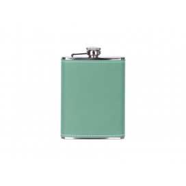 8oz/240ml Stainless Steel Flask with PU Cover (Blue Green W/ Black)（10/pcs）